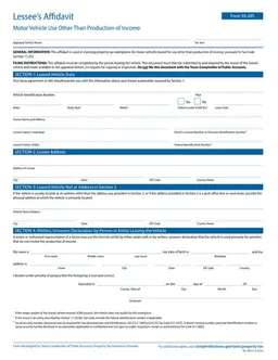 50-285 Lessee's Afficavit for Texas Property Tax Exemption on Leased Vehicles form preview