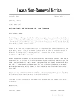 Alabama Lease Non-Renewal Notice Overview form preview