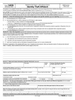 14039 – Identity Theft Affidavit form preview