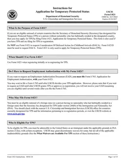 DHS USCIS I-821 Temporary Protected Status Application form preview
