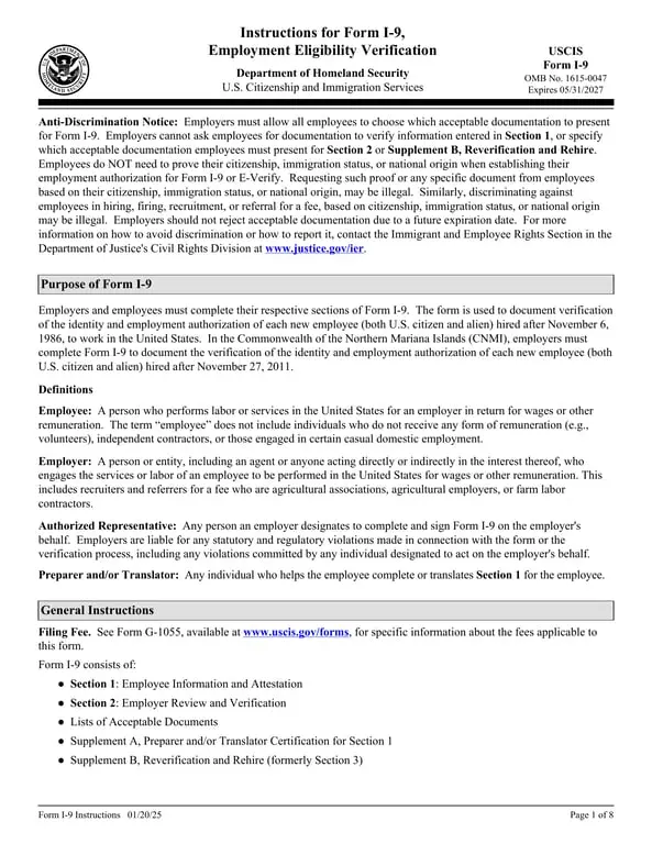 I-9 Employment Eligibility Verification - USCIS Identity and Anti-Discrimination Protocol for New Hires