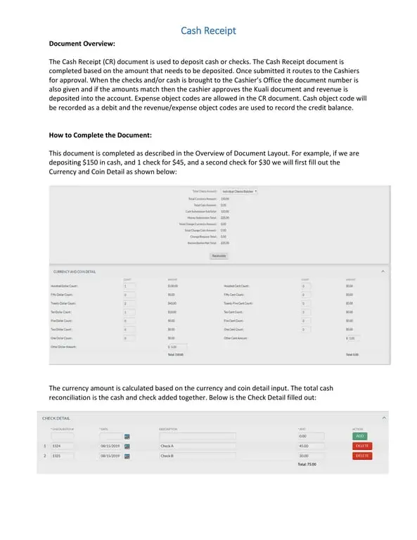 Colorado Cash Receipt - Managing Deposits and Expenditure Tracking