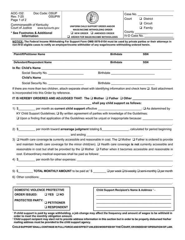 Child Support Order