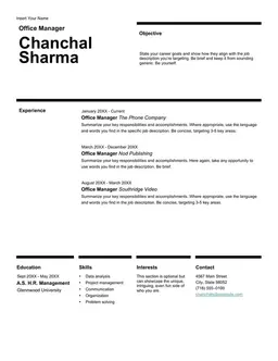 Swiss design resume form preview