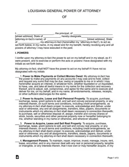 Louisiana General Power of Attorney Overview and Specifications form preview