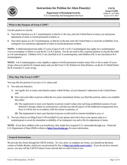 I-129F Petition for Alien Fiancé(e) - USCIS Alien Fiancé or Spouse Status Adjustment form preview