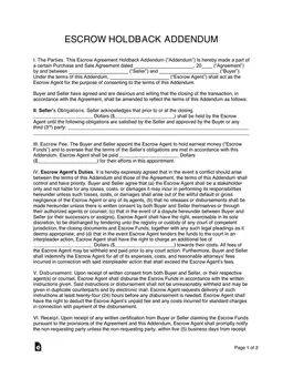 Escrow Holdback Addendum - Ensuring Obligations Fulfillment in Purchase and Sale Agreements form preview