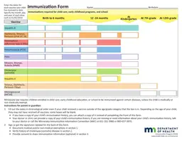 Minnesota Child Immunization Tracking 2019 - Vaccination Schedule and Record form preview