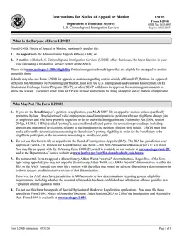 I-290B Notice of Appeal or Motion for USCIS Decisions form preview