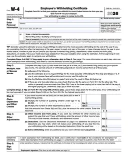 W-4 – Employee’s Withholding Certificate form preview