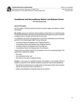 Unconditional Contractor Lien Release - California Civil Code 3262 form preview