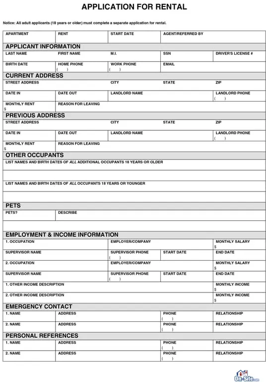 Rental Form